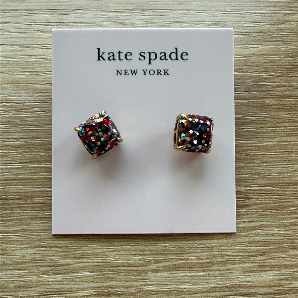NEW Kate Spade New York Mini Small Square Studs Earrings Rainbow
